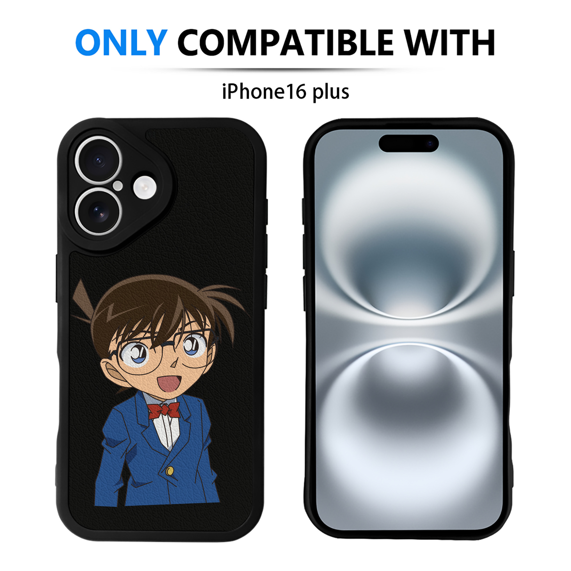 （画像用） 名探偵コナン 江戸川 コナン Detective Conan Conan Edogawa 【iPhone 16シリーズ対応】シリコンスマホケース（レザー調） 材質：シリコン